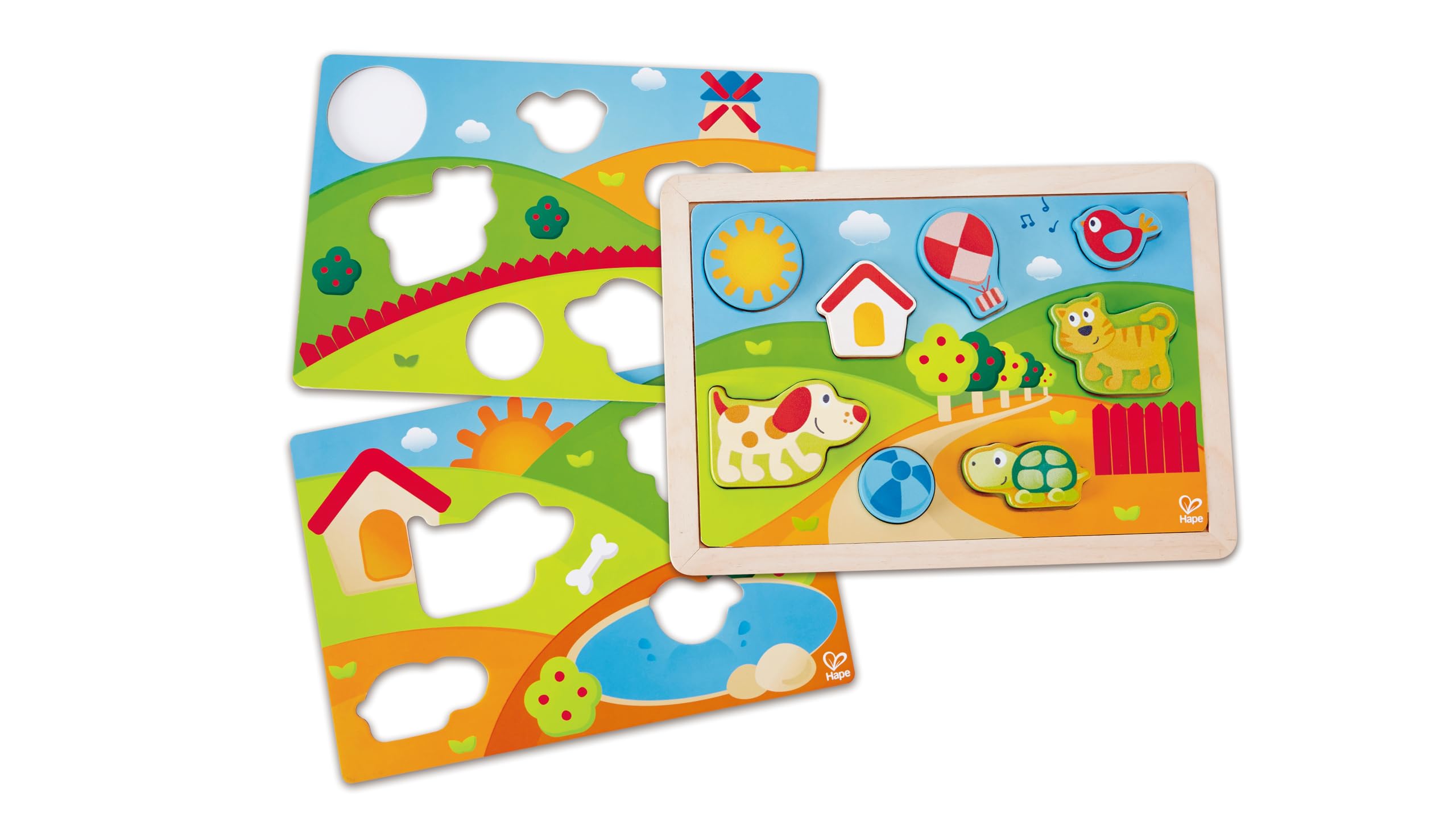 Amazon.com: Hape Sunny Valley Puzzle 3 in 1| Animal Wooden Maze